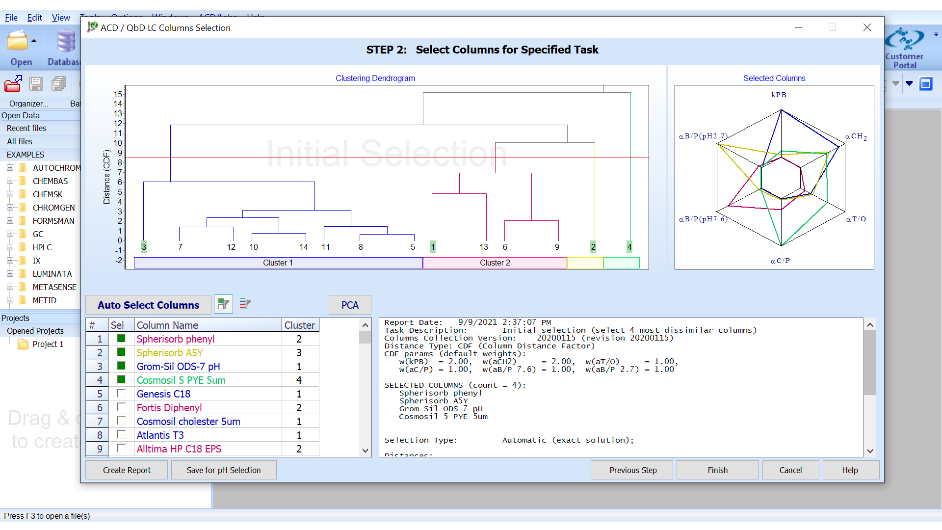 How (dis)similar are your columns? Use the Column Selector and pick the right columns with the help of radar graphs.