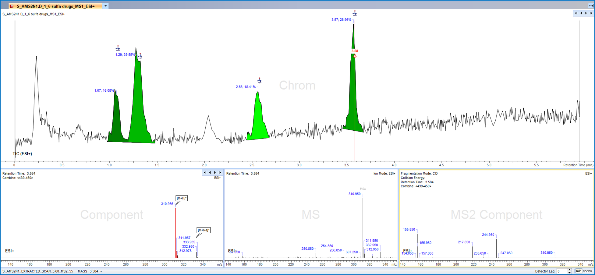 Import hyphenated mass spectral data (LC/MS, LC.UV/MS, GC/MS etc.) from all major instrument vendor formats into Spectrus Processor. Extract individual component spectra for analysis and review.