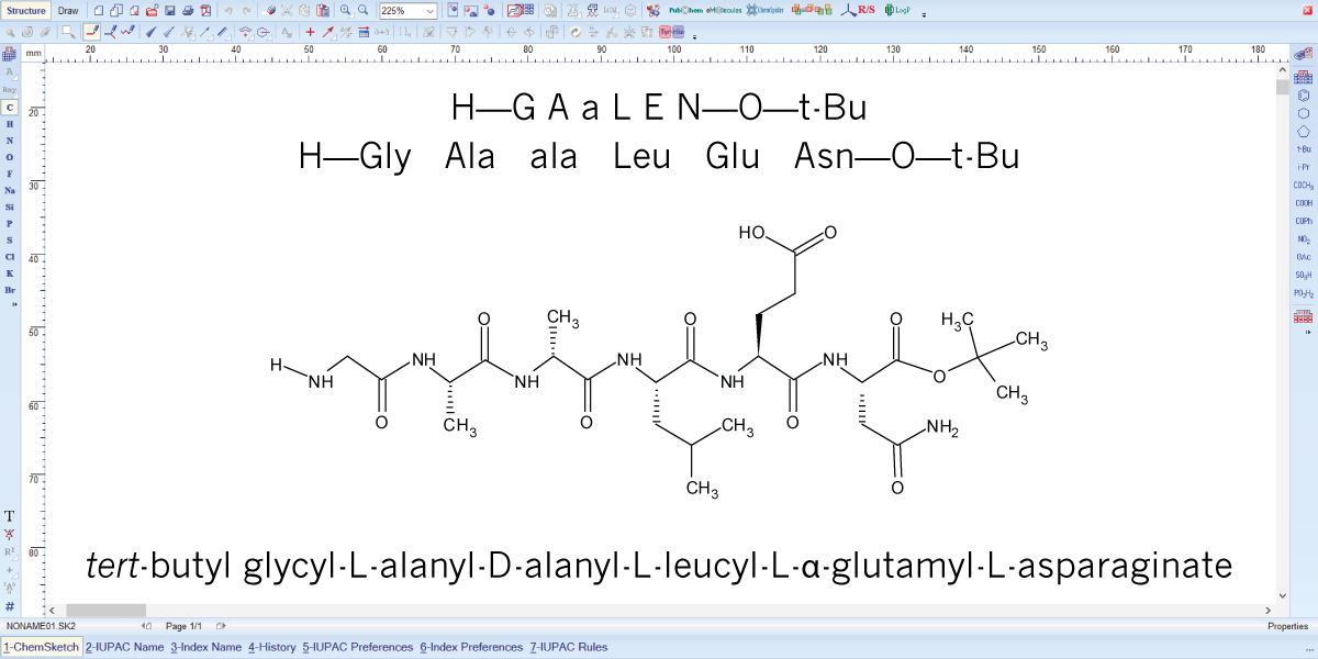 Names for peptide sequences can be represented with one- or three-letter codes for amino acids.